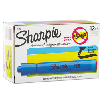 Sharpie® Tank Style Highlighters, Blue Ink, Chisel Tip, Blue Barrel, Dozen freeshipping - TVN Wholesale